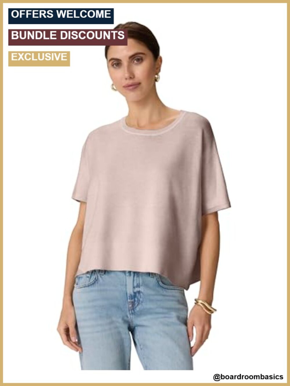 Splendid Boxy Short Sleeve Pullover Sweater Loose Fit Round Neck